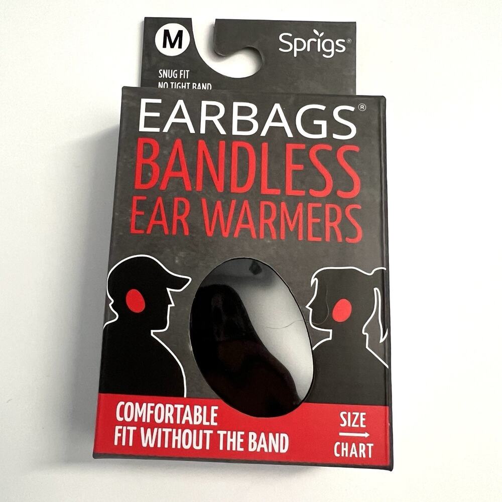 NEW Sprigs Earbags Bandless Ear Warmers Thinsulate Solid Black Adult Medium